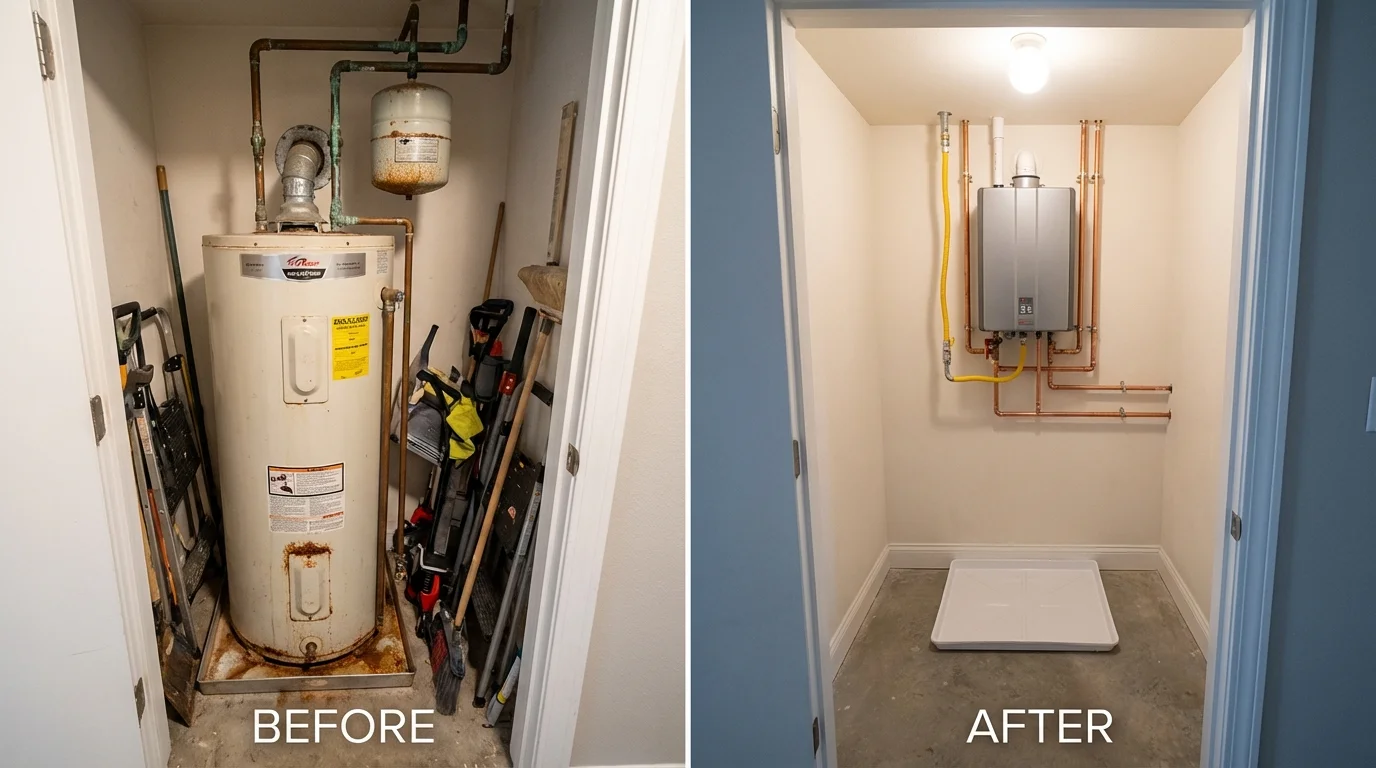 Tank water heater versus wall-mounted tankless unit comparison for Brewster, NY homeowners
